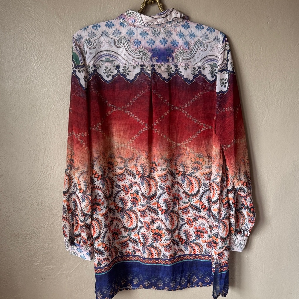 Susan Graver Multicolor Paisley Blouse - Picture 4 of 4